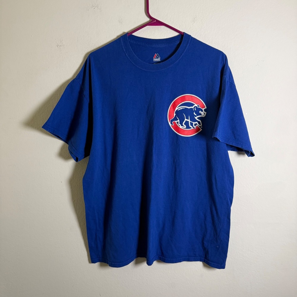 Majestic‎ Chicago Cubs MLB T-Shirt Mens XL Royal Blue Short Sleeve Bear Logo Tee
